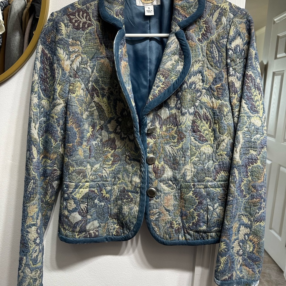 Talbots Blue and Green Floral Blazer